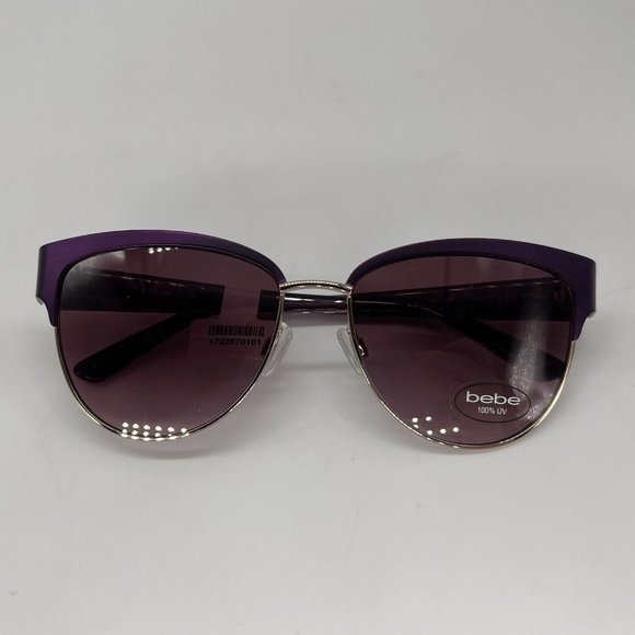 Bebe BB7208 710 Sunglasses Square Cat Eye Metal Gold Purple Berry 55-16-135 $199 main image 12